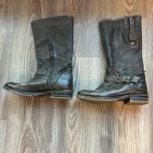 Bed Stu gray leather mid-calf boots, size 6.5